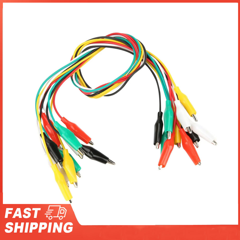 New 10pcs 50cm Crocodile Clip Number 35mm Double ended Crocodile Clips Cable Testing Wire Clip