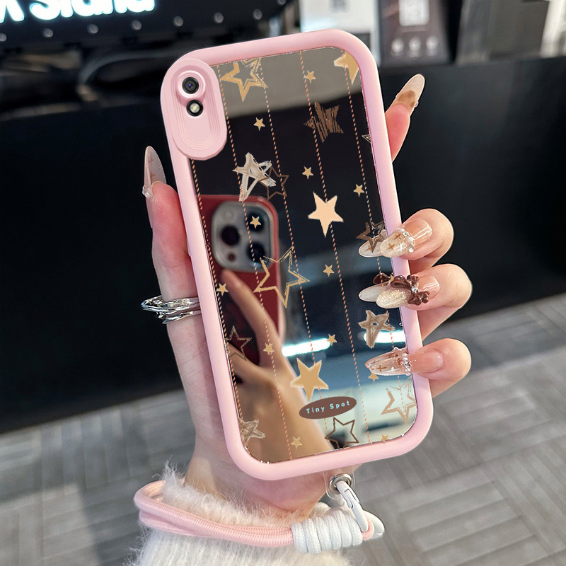 Casing Hp untuk Xiaomi Redmi 9A 9I Case Casing bintang pola Silikon Softcase Kasing HP tali gantung 