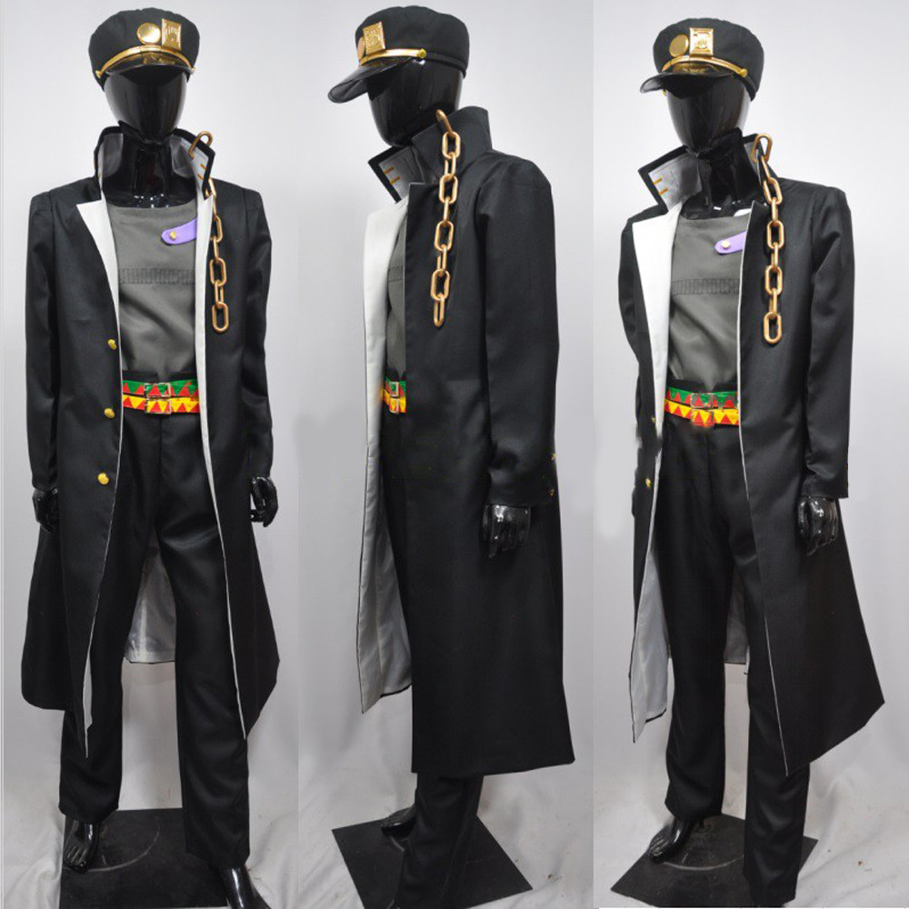 In Stock Part 3 Stardust Crusaders Kujo Jotaro Kujo Black Outfit Uniform Anime Cosplay Costume