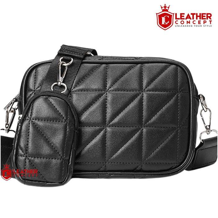 Visval Top - Leather Concept Squid Tas Selempang Pria Kulit Tas Kulit Cowok Tas Pria Tas Jalan Hitam