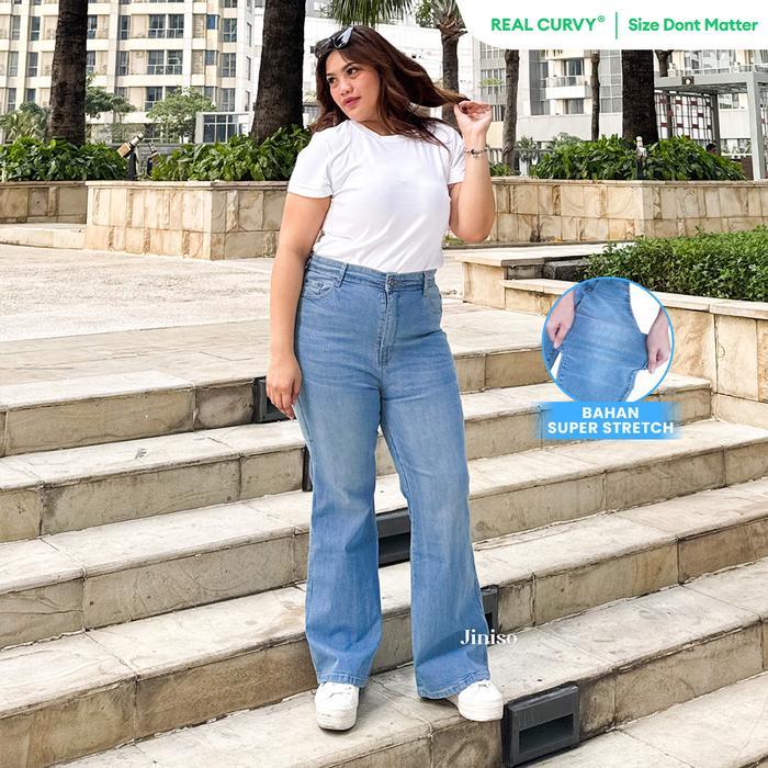 JINISO REAL CURVY - 1401 JUMBO CUTBRAY BIG SIZE CELANA JEANS WANITA