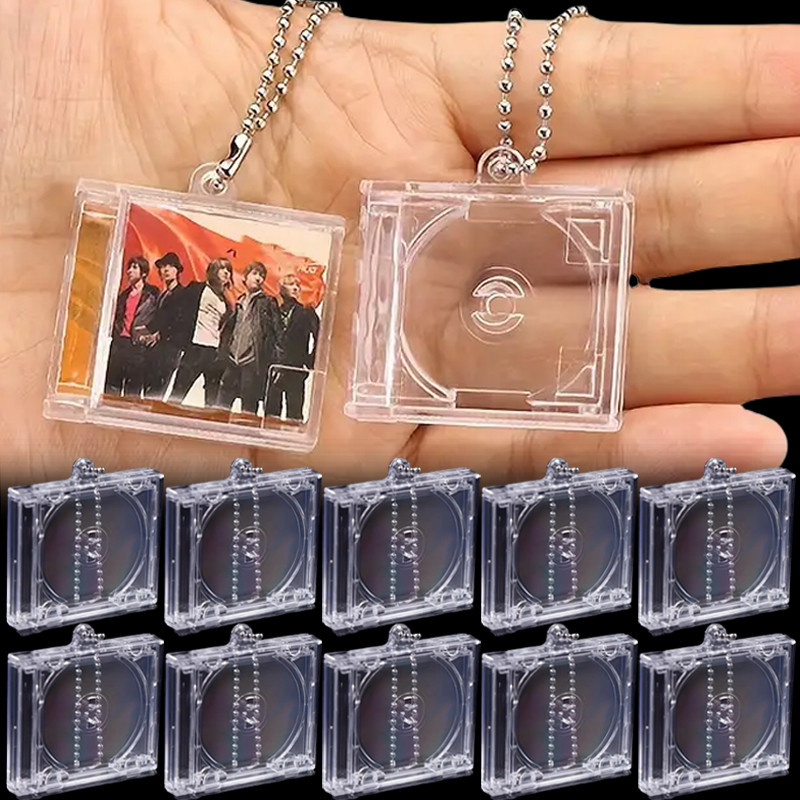 Mini Cd Keychain Album Cases Plastic Cd Cases Clear DVD Cover Bulk DVD Jewel Keyring Music Blank