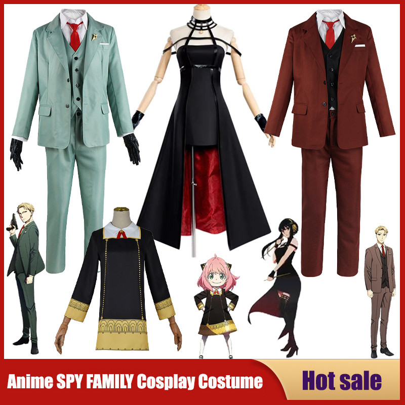 Anime Spy X Family Cosplay Costume Yor Forger Dress Loid Forger Light Green Suit Anya Outfit