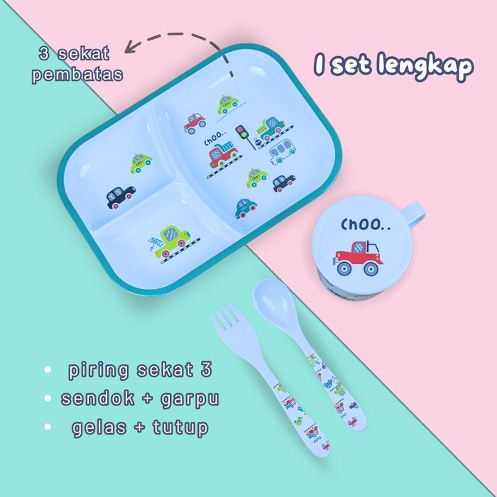 COD(SNI) Peralatan Makan Anak Set 4-Piece/Gift Box/Melamin/Hampers/Piring Bayi Baby/BPA