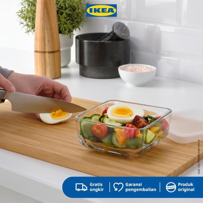 IKEA BESTAMMA Tempat Makanan Dengan Tutup Kaca Persegi 0.5L Wadah