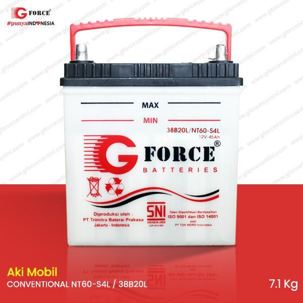 GForce NT60-S4L / 38B20L CONVENTIONAL 45AH 12V - Aki Mobil Best Seller