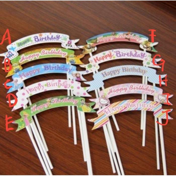 CAKE BANNER HAPPY BIRTHDAY TOPPER HIASAN KUE ULTAH FROZEN KITTY MINION