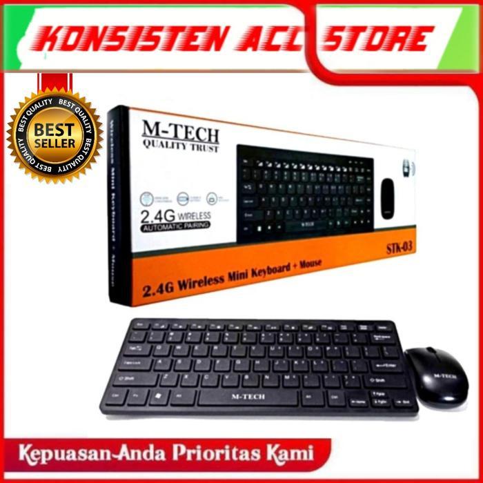 Paket Keyboard Mini Slim Wireless Mouse Mtech Stk-03 M-Tech Stk03