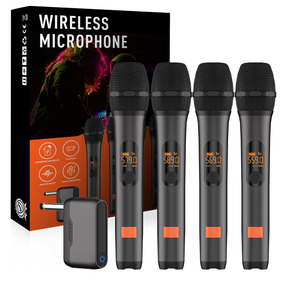 Wireless Microphone M23-4 UHF Recording Universal Karaoke Mic With Lithium Battery Receiver For