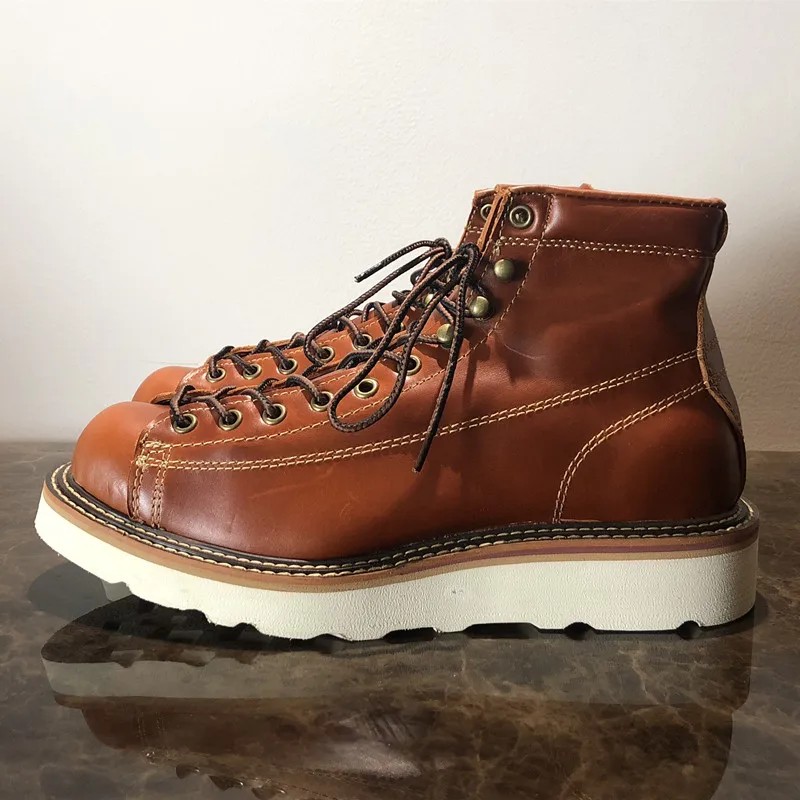 Men Autumn Winter Casual Shoes Round Toe Genuine Cow Leather Work Boots Vintage British Military