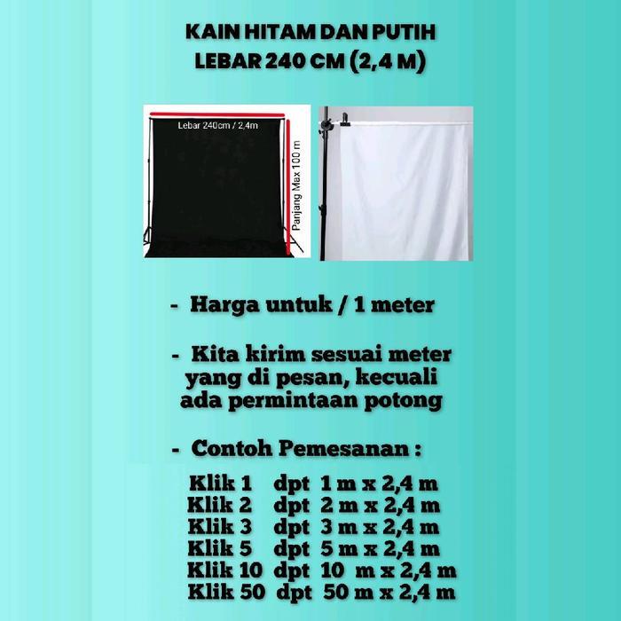 Kain Hitam Polos Meteran Lebar 240 Cm / Kain Background Foto / Kain Backdrop / Kain Dekorasi