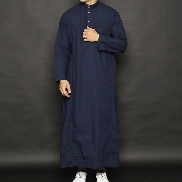 Jubah Polos Katun Toyobo Gamis Pria Arab Dewasa Baju Gamis Pria Terbaru 2024 Baju Gamis Cowok Navy