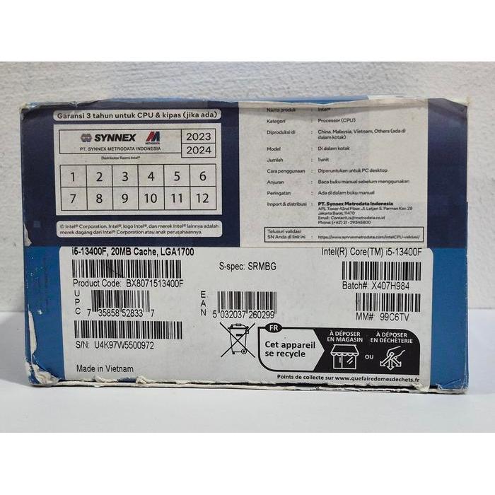 Intel Core i5 13400F LGA 1700 CPU Processor i5 13400 F - PGN