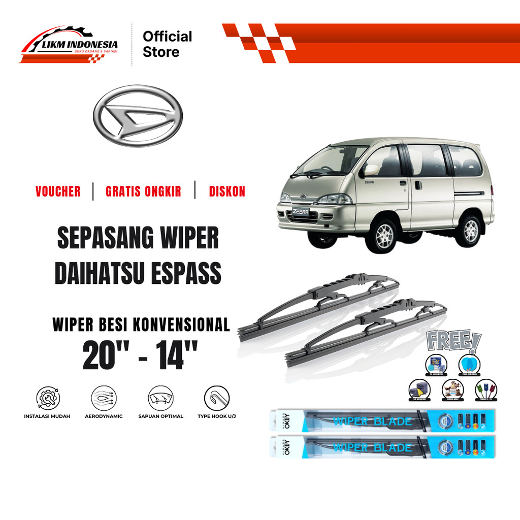 Wiper Daihatsu Espass Konvensional Kaca Depan Mobil Free 5 Bonus