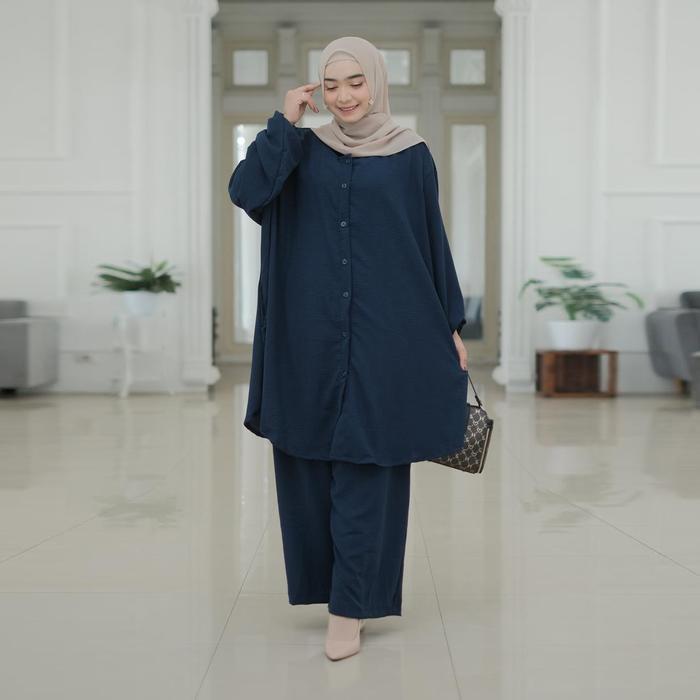 Avju One Set - Ld 150 130 Setelan Tunik 4XL 6l Super Jumbo Premium Mewah 6xl Panjang Crinkle Airflow
