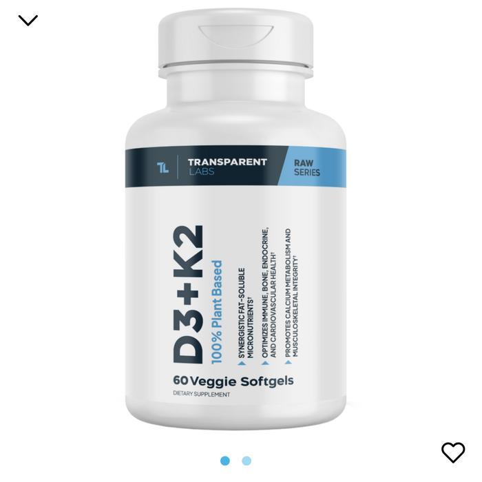 Transparent Labs Vitamin D3 K2 120 Softgels D3 5000 Iu K2 100 Mcg