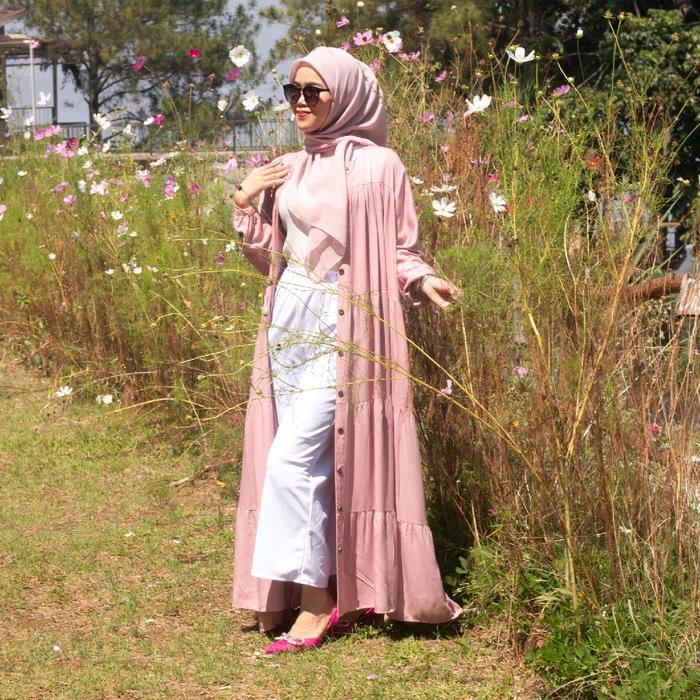Syifazakia- Shafiya Maxi Dress Bahan Rayon Twill Premium Polos Full Kancing Gamis Tbk