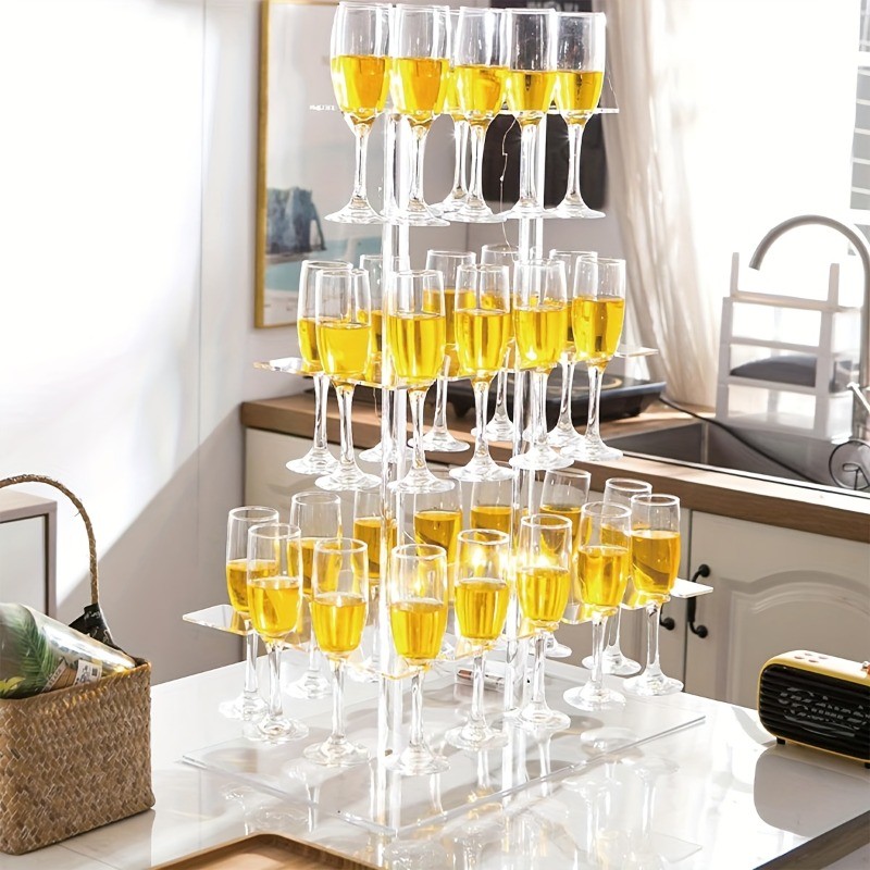 Transparent 2/3 Tiers Party Champagne Display Rack Acrylic Champagne Tower Wine Glass High-Footed