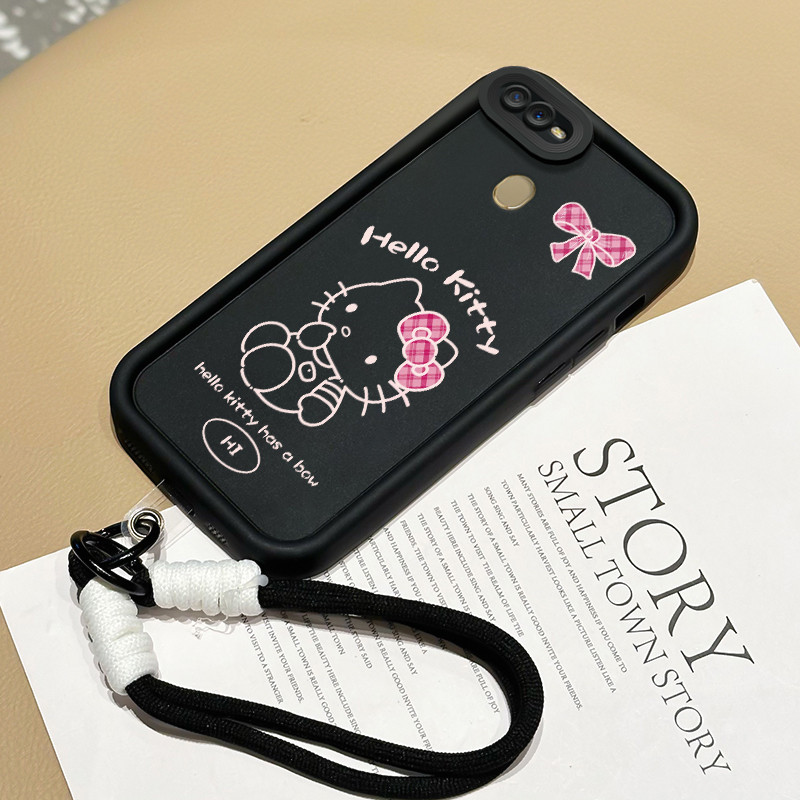 Casing Hp untuk OPPO A7 A5s A12 A12s A11K Case Casing HP Softcase Ponsel Soft Shell dengan Tali Sili