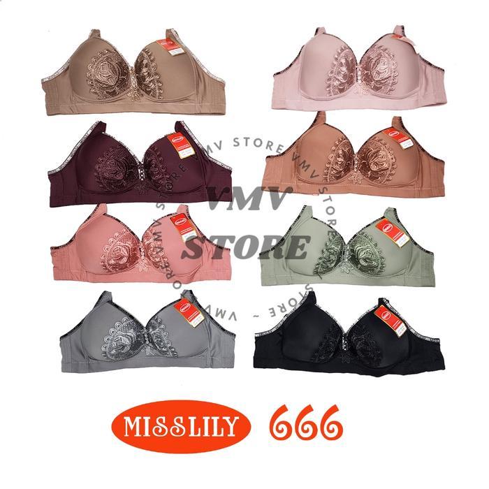 Bra Cup C Jumbo Misslily Ml 666 Bh Tanpa Kawat Kait 3 Brukat Lace Cantik Busa Lembut