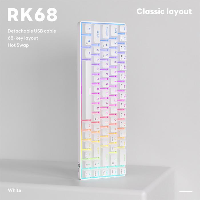RK Royal Kludge RK68 RGB White 68 Keys Wired keyboard