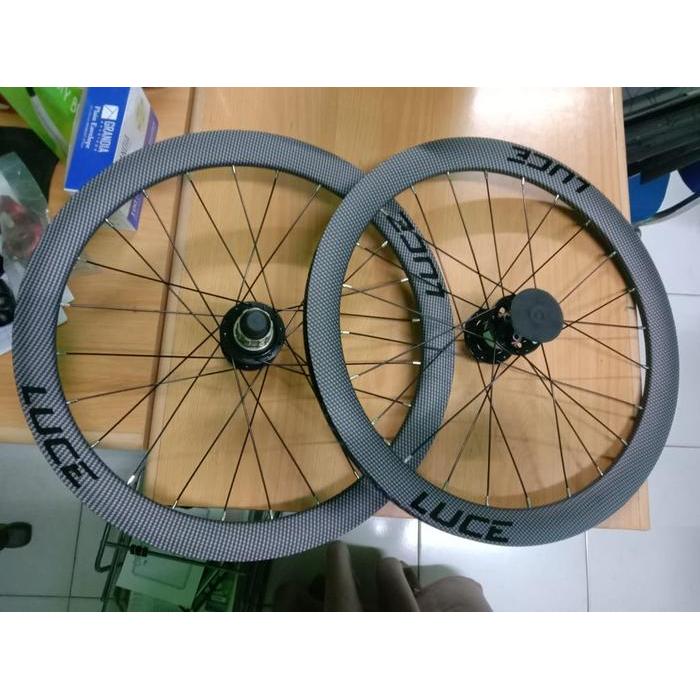 Wheelset Sepeda Lipat Luce 16 X 1 3/8 ( 349 ) Carbon Look Discbrake