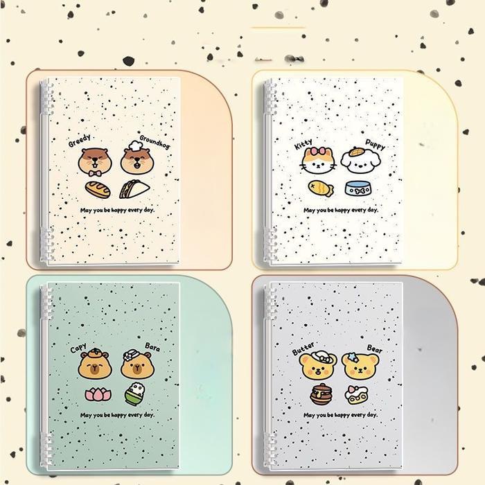 Binder Note Book A5/B5 Spiral Notebook Warna Pastel Soft Cover Motif Animal Capybara Capy Lucu Buku