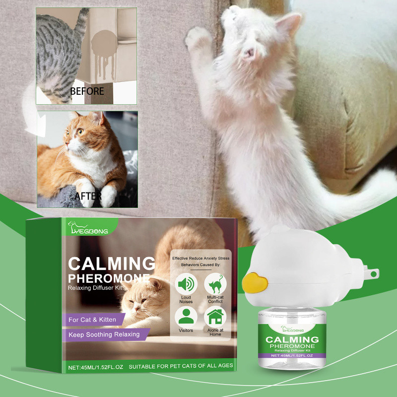 Cat Calming Diffuser Kit - Pheromone Relaxation For Stressed Cats - Helps Reduce Anxiety & Stress -
