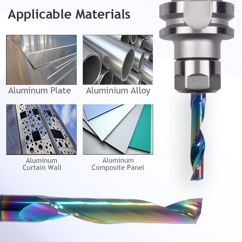 5PCS Colorful Coated Router Bit for Aluminum 1 Flute Aluminum Milling Cutter Large Chip Flute 6mm