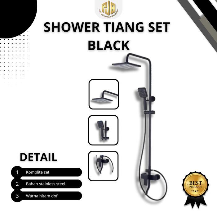 Shower Tiang Set Hitam Black Panas Dingin / Shower Column Panas Dingin