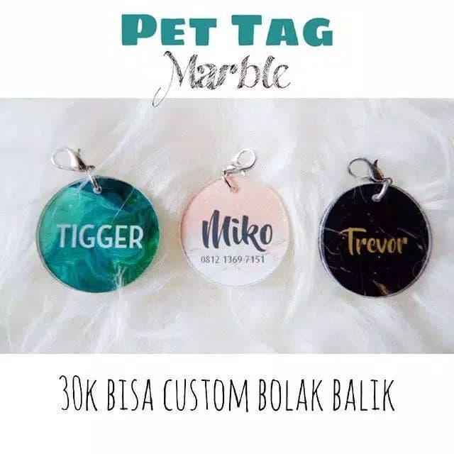 PET TAG CUSTOM KUCING ANJING ANTI HILANG - MARBLE