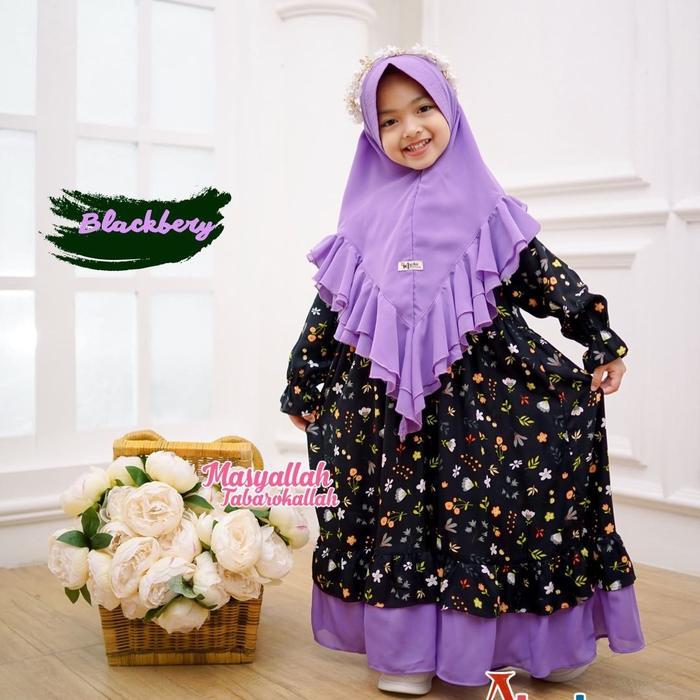 GAMIS ANAK SET HIJAB ALMAHYRA SERIES UNTUK USIA 1-8 THN BY MYSHA KIDS MUSLIMAH (SATU SET DENGAN