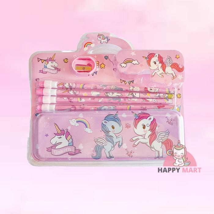 Stok Baru Kotak pensil unicorn set Pensil