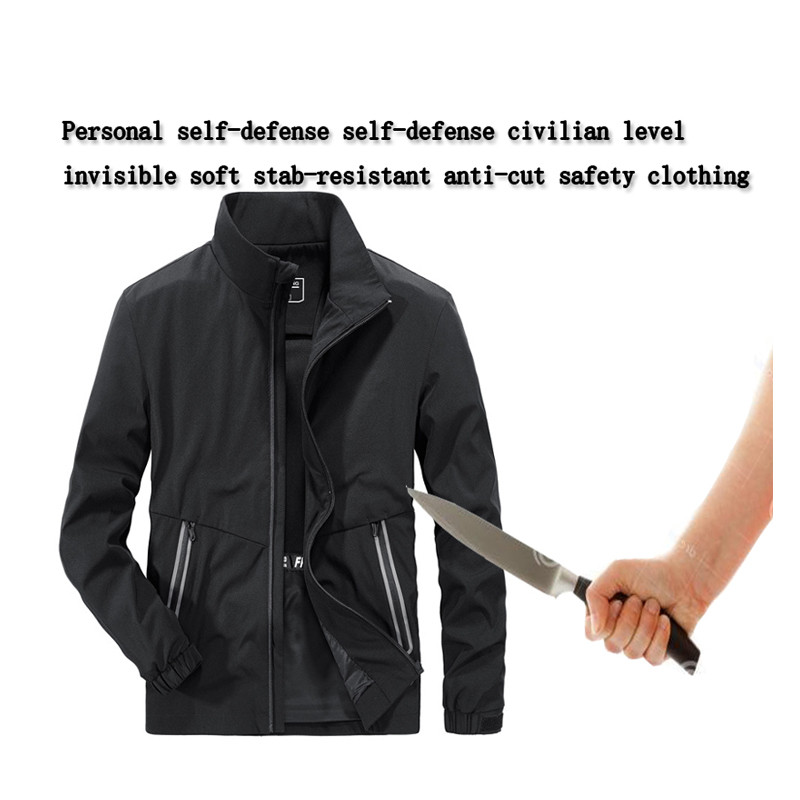 Self-Defense Anti-Cutting Stab-Resistant Men Jacket, Flexible Hacking Invisible Military Tactics Pol