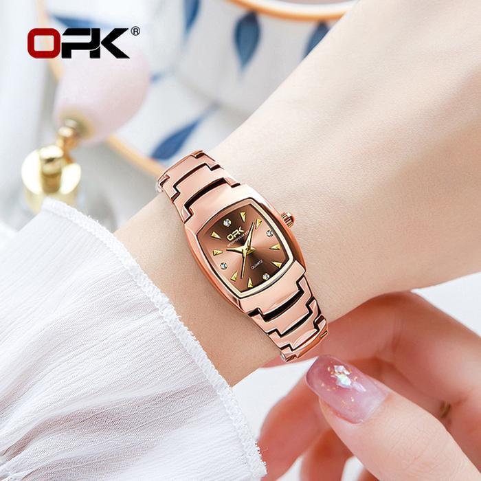 Thebags.Id - Opk Jam Tangan Wanita Original Anti Air Luminous Analog Stainless Steel Terbaru 2025