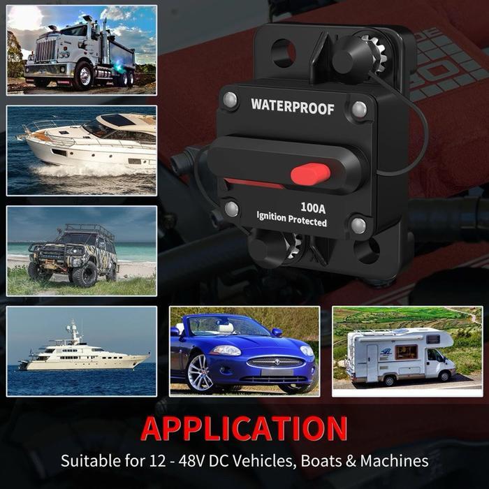 100/150A Circuit Breaker Fuse Reset Waterproof Circuit Breaker 12V-48V Audio Mobil