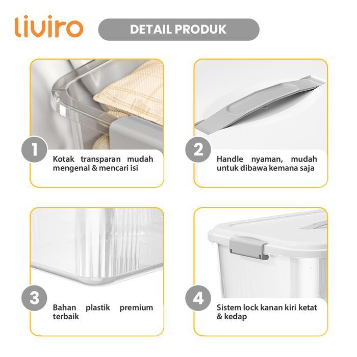 LIVIRO Box Container Wadah Penyimpanan Barang Kotak Plastik Besar Jumbo Mainan Anak Serbaguna