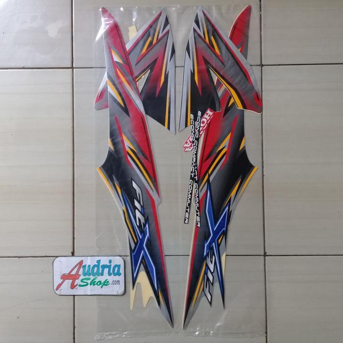 Striping Stiker Motor Honda Supra Fit X 2008 Silver-Merah