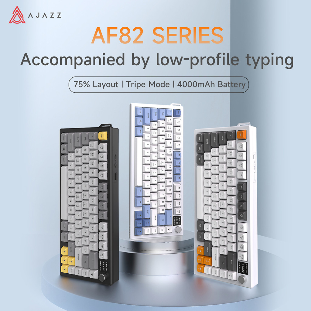 AJAZZ AF82 Office Low Profile Keyboard RGB Wired/Wireless Gaming Keyboard 75% Layout 82 keys 4000mAh