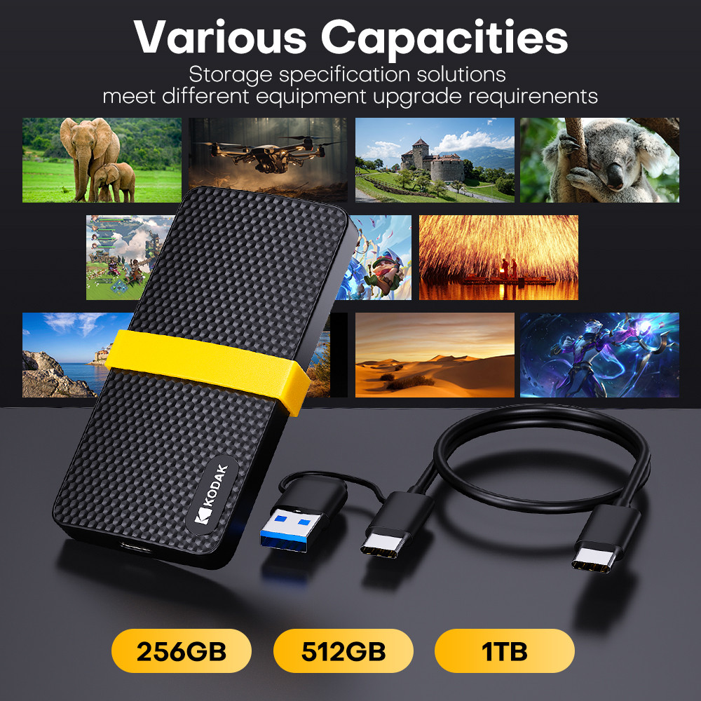 KODAK External Hard Drive 1TB Portable SSD HARD DISK 512GB High-speed External Solid State Drive