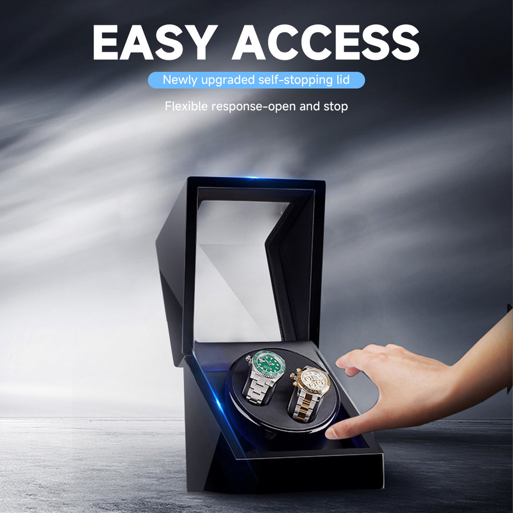 Double Watch Winder for Automatic Watches Automatic Watch Winder Leather Box 2 Slots Watch Winder