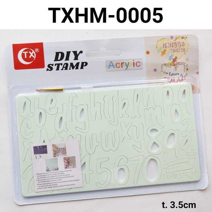 Hot Sale Txhm-0005 Cetakan Fondant Stamp Stempel Akrilik Huruf Kecil Angka