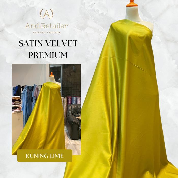 Hot Sale Kain Satin Velvet Premium Warna Lime Bahan Furing Dress Seragaman