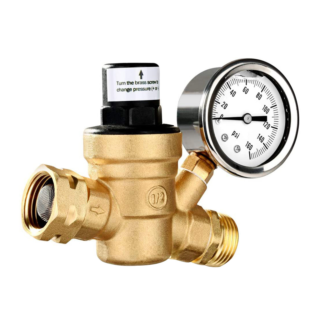 Water Pressure Regulator Valve Lead-Free Brass Adjustable Water Pressure Regulator Reducer with