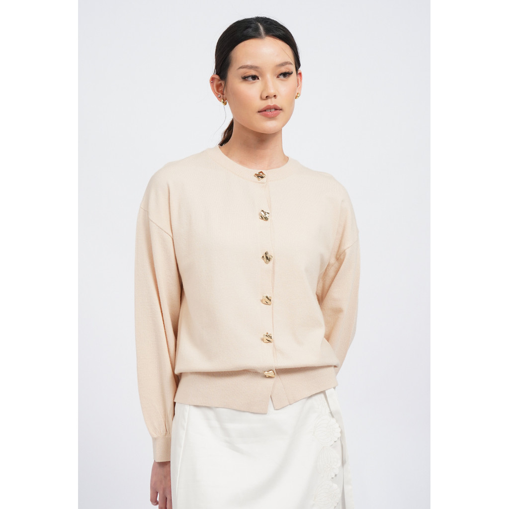 Et Cetera Fancy Button Soft Touch Cardigan BEIGE