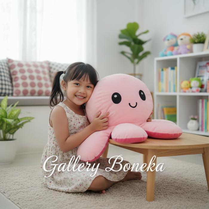 Miniso Toys - Boneka Gurita Bolak Balik Ukuran Besar 40 Cm Plush Toys Dolls Mainan Anak Bahan Halus