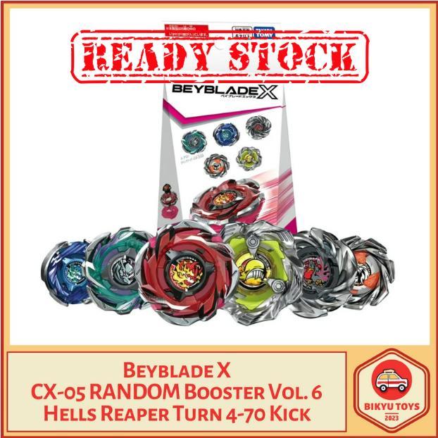 SIAPKIRIM Beyblade X CX-05 Hells Reaper Ratchet 4-70 Bit K Kick Rhino Charge 4-55 Dot Rm Booster Set