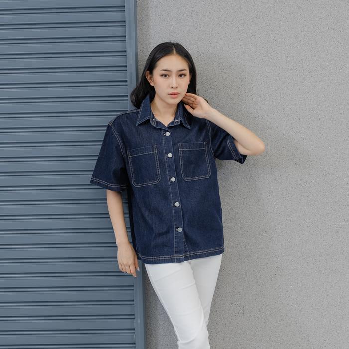 Boxy Denim Shirt - Denim Shirt Casual