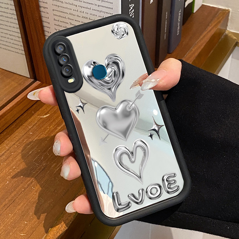 Casing Hp Untuk VIVO Y17 Y15 Y12 Y12i Y3 Y3s 2020 Case Silver arrow heart Cermin Kasing silikon Cesi