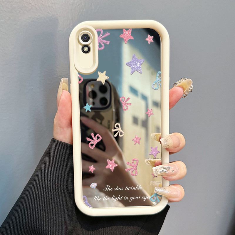 Casing Hp Xiaomi Redmi 9A Redmi 9i Redmi 9T Redmi 9 Power Case Bubuk glitter Bintang dan pita berwar